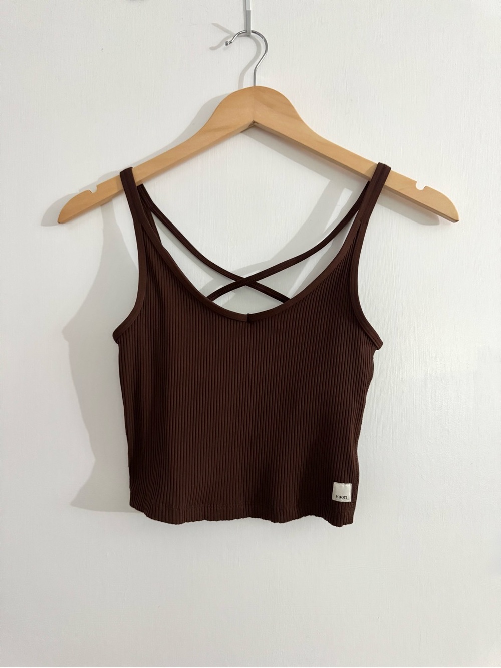 Vuori Rib Crop Tank Brown, Size XS | GUC
